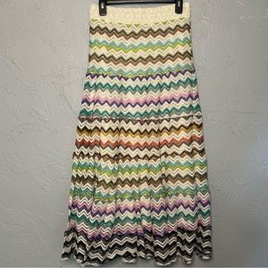 Lapis Multicolor Chevron Knit Maxi Skirt